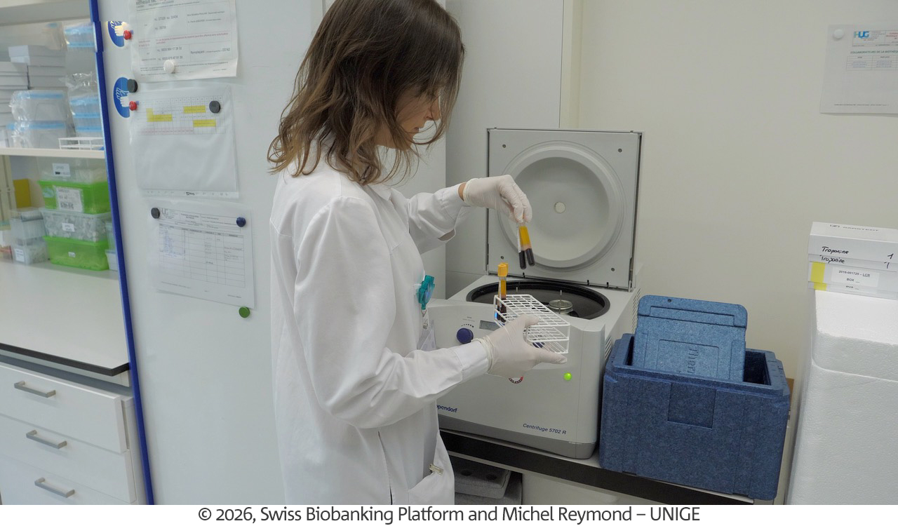 image of a woman working with biobank samples