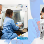 montage showing biobank staff at work