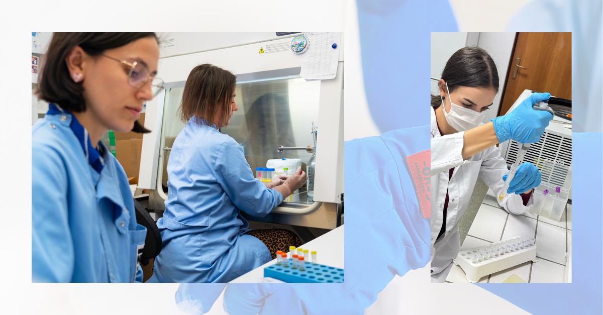 montage showing biobank staff at work