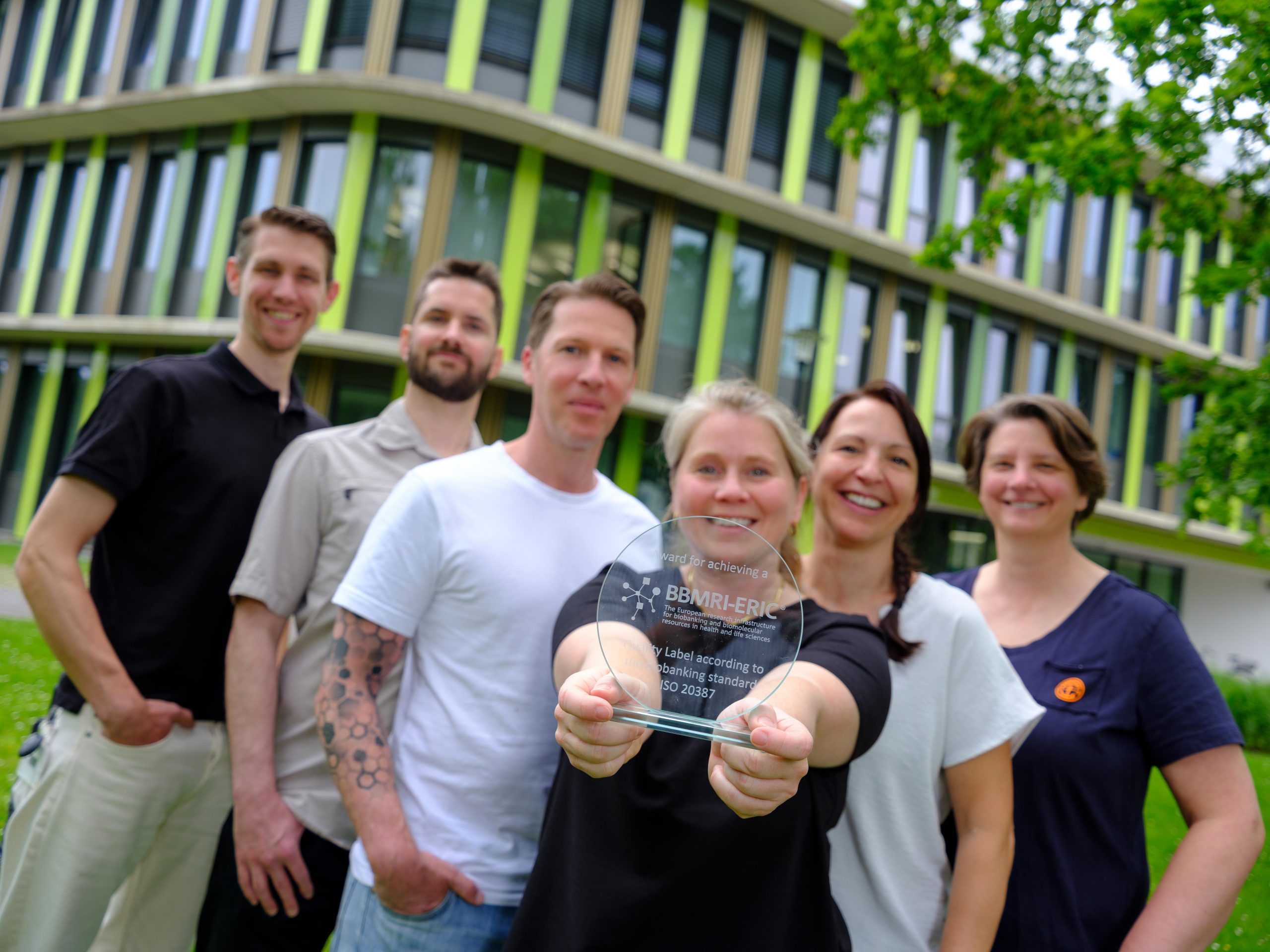 BioBank Bonn's team holding the BBMRI-ERIC Quality Label
