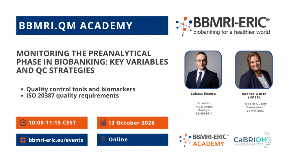 A leaflet promoting the event: Monitoring the preanalytical phase in biobanking: Key variables and QC strategies