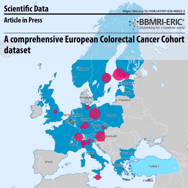 map of Europe with points to show data from CRC cohort
