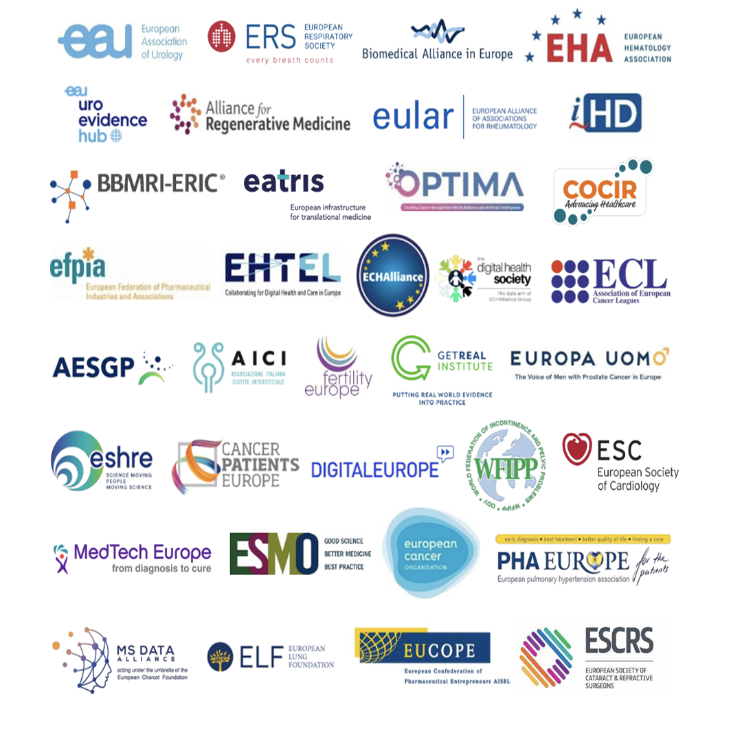 A tiled image with the logos of 35 organisations on a white background.