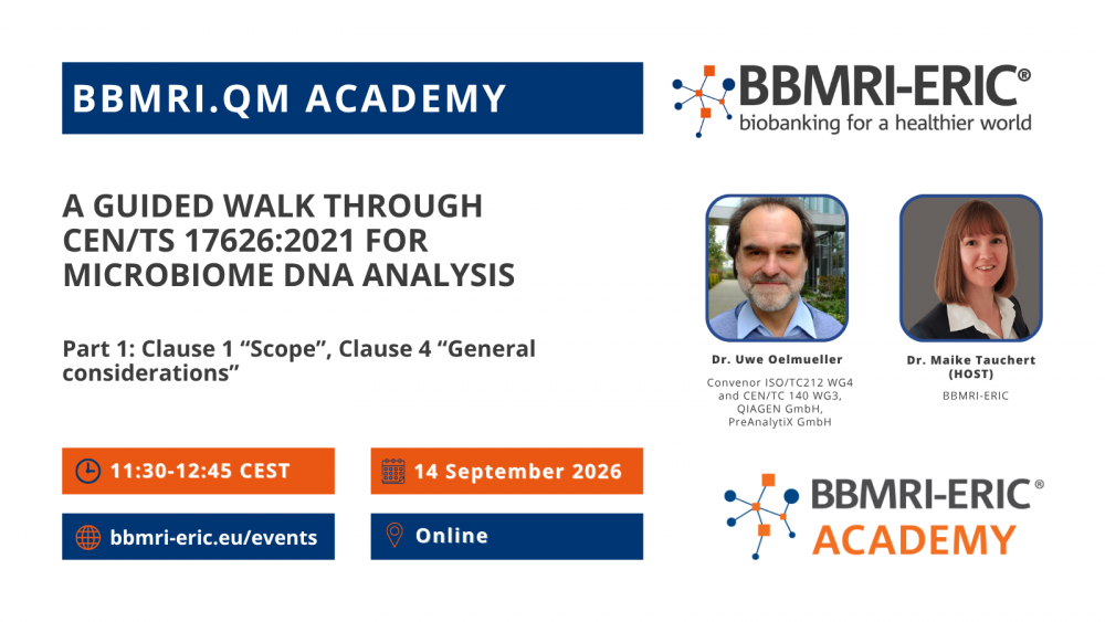 A leaftlet promoting the event "A guided walk through CEN/TS 17626:2021 for microbiome DNA analysis"