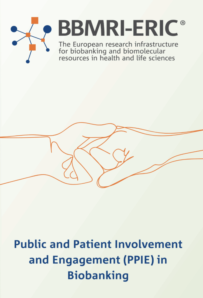 A picture that reads: BBMRI-ERIC. Public and Patient Involvement an Engagement (PPIE) in Biobanking
