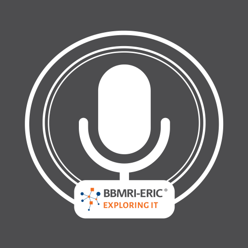 Icon of a microphone and the words 'bbmri-eric podcast - exploring IT'