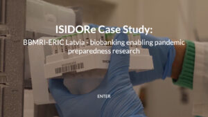 The picture of hands wearing blue gloves and holding samples.